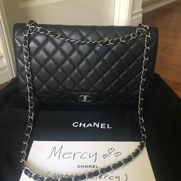 SOLD Authentic Chanel Caviar Single Flap Maxi SHW - Picture 3 of 3